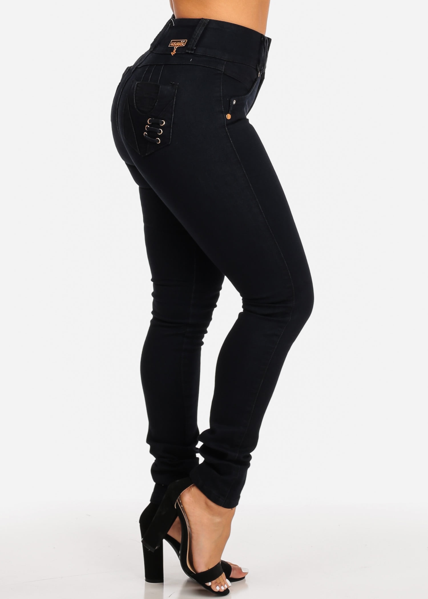 3 button black jeans