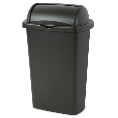 Sterilite 13 gal Plastic Roll Top Kitchen Trash Can, Black
