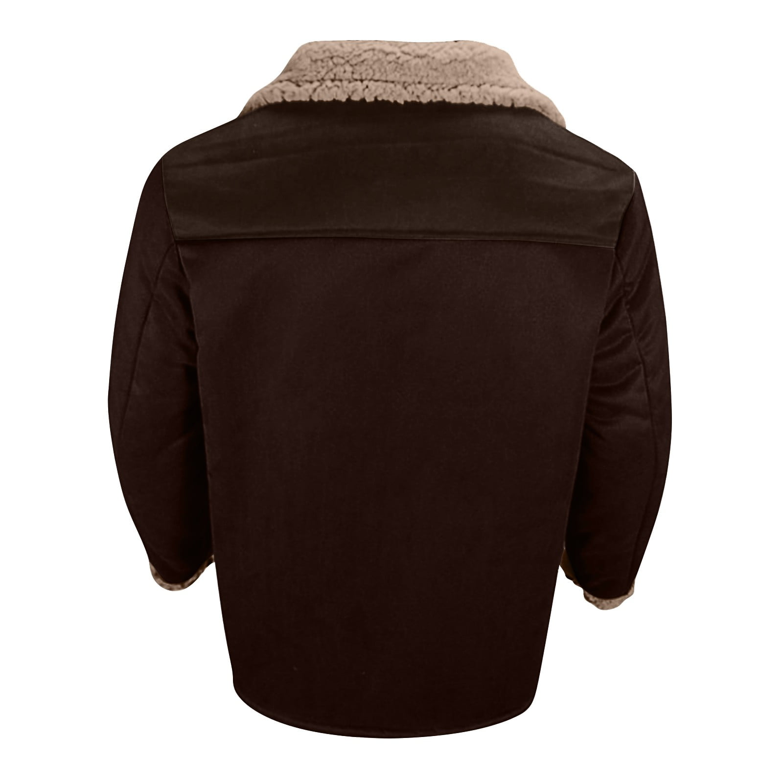 Western Jackets for Men Vintage Cowboy Suede Jacket Plush Collar Coats Faux Leather Zip Up Casual Retro Winter Tops Coffee M