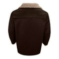 thumbnail image 4 of Zimjoy Mens Suede Jacket Western Regular Fit Double Breasted Trench Coats Windproof Lapel Collar Wool-Blend Brown Peacoats Casual Long Trench Coats Thermal Winter Jackets, Coffee L, 4 of 5