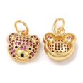 thumbnail image 2 of 10pc Brass Pendants with Cubic Zirconia Lead Free & Cadmium Free Bear Charms Real 18K Gold Plated Mixed Color 12.5x12x5mm Hole: 4mm, 2 of 3