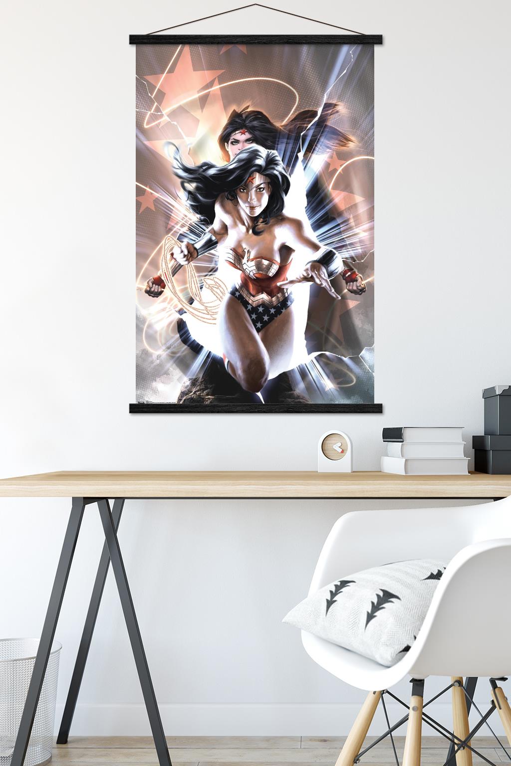 DC Comics - Wonder Woman Wall Poster with Wooden Magnetic Frame, 22.375" x 34"