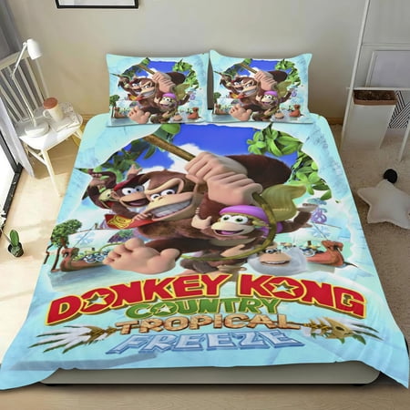 Donkey Kong Country Themed Bed Sheet Set Three Piece Set 53×79 In ches Comfortable And Skin Friendly Unique Design Creating A Star Studded Night Home Decor Gifts For Family Friends fans