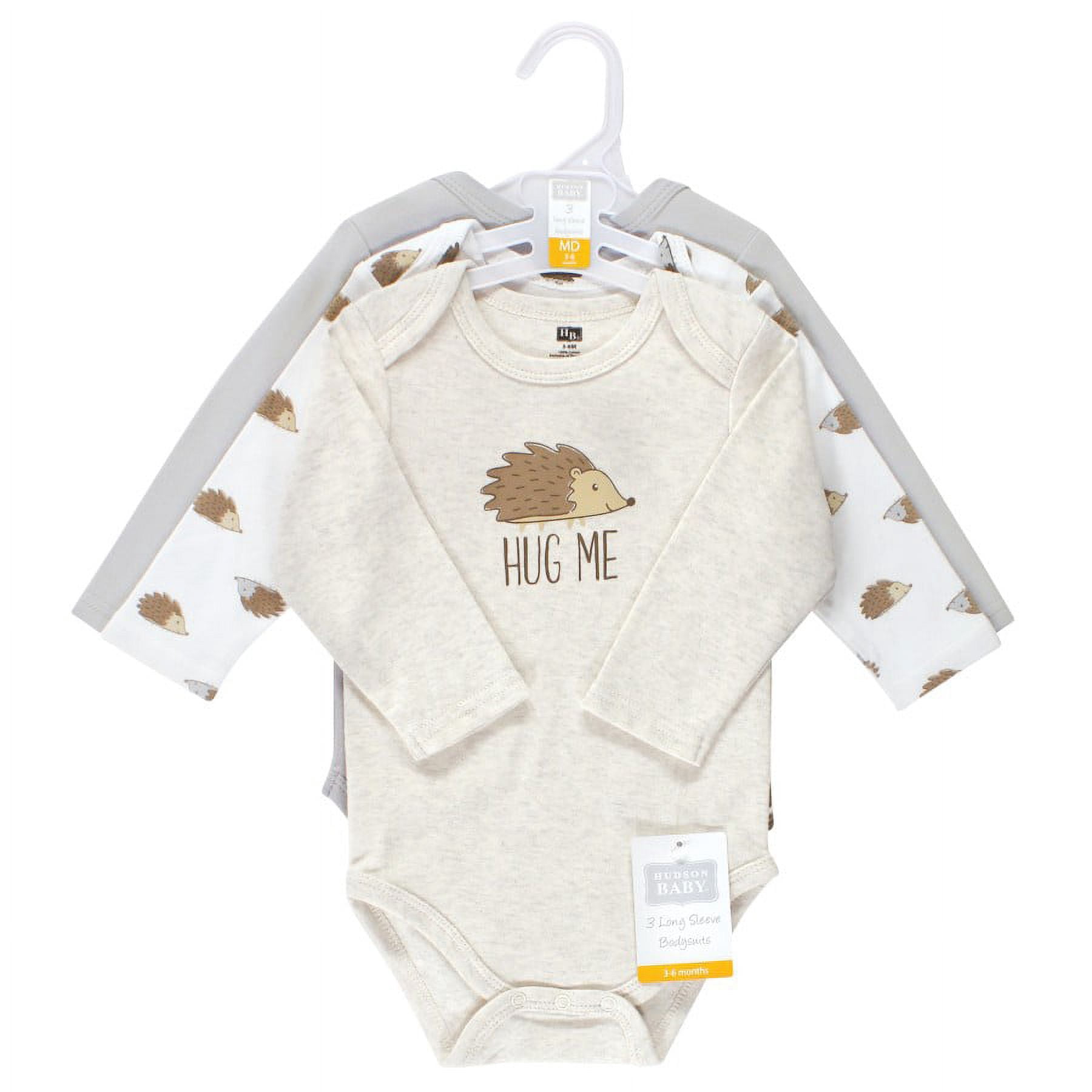 Hudson Baby Cotton Long-Sleeve Bodysuits, 3- Pack, Newborn- 24 Months