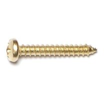 #6 x 1" Brass Plated Steel Phillips Pan Head Sheet Metal Screws
