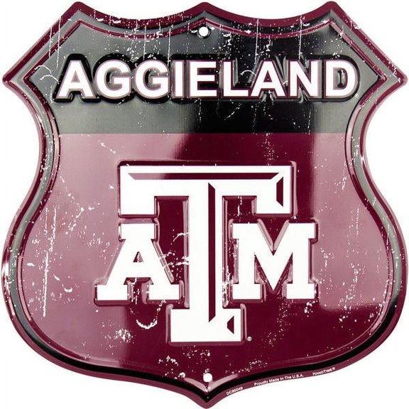 Hangtime Texas A&M - Texas A&M Aggies - AGGIELAND 12x12 Die Cut Route Sign