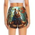 thumbnail image 2 of Lsque Maple Meditating Bear Printed Women's Running Shorts with Liner Pockets,Elastic Quick Dry Workout Athletic Gym Yoga Shorts,Womens High Waist Shorts-Large, 2 of 9