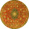 thumbnail image 1 of Ahgly Company Machine Washable Indoor Round Medallion Yellow Traditional Area Rugs, 7' Round, 1 of 4
