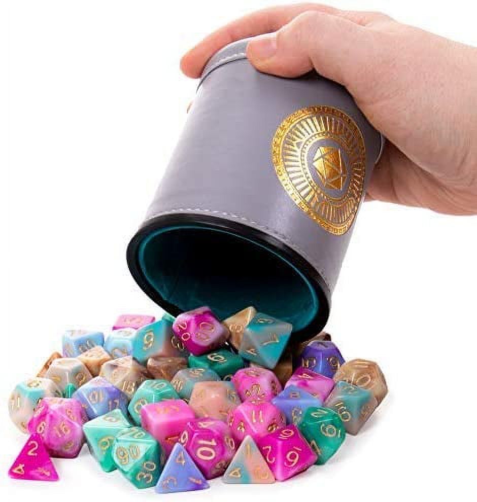 Wiz Dice Cup of Illusion - DND Dice Set for Tabletop RPG Adventure Games with a Dice Cup - Polyhedral Dice Set, Suitable for Dungeons and Dragons and Dice Games Alike - 5 Complete Sets - 35 ct