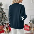 thumbnail image 6 of Sweater for Women Christmas Fair Isle Knit Sweater with Bow Embroidery Navy L, 6 of 6