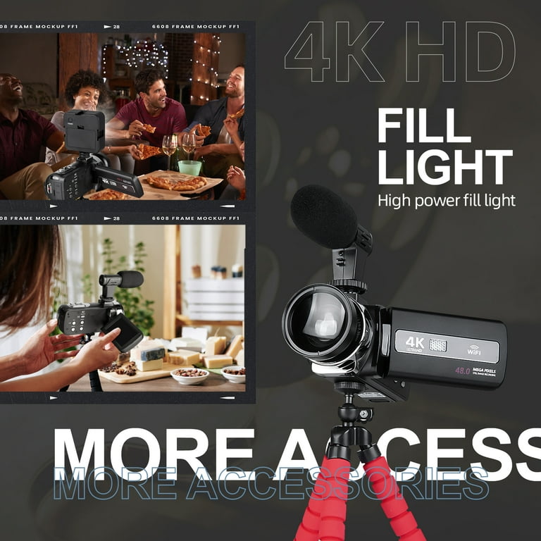 NBD 4K Video Camera Camcorder 3.0 IPS Vlogging Camera 48MP Digital Video  Camera with 32GB SD Card 