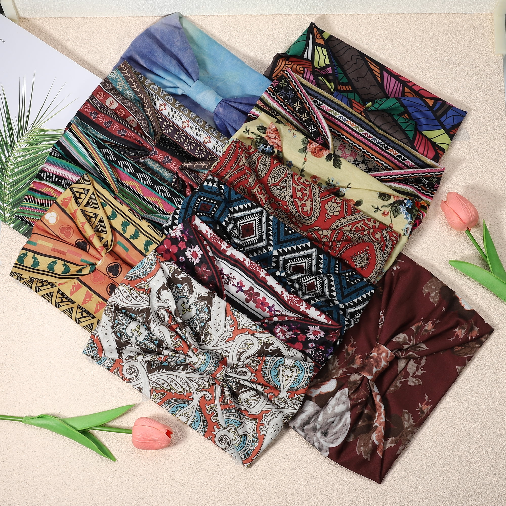 Unique Bargains 12pcs Wide Headbands, Twisted Knot Elastic Non-Slip Headbands for Women