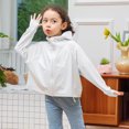 thumbnail image 2 of POIUYTR Girls Boys UPF 50+ Sun Protection Jacket Lightweight Zip Up Hoodie Outdoor Running Hiking Shirt with Face Mask Thumbholes, 2 of 6