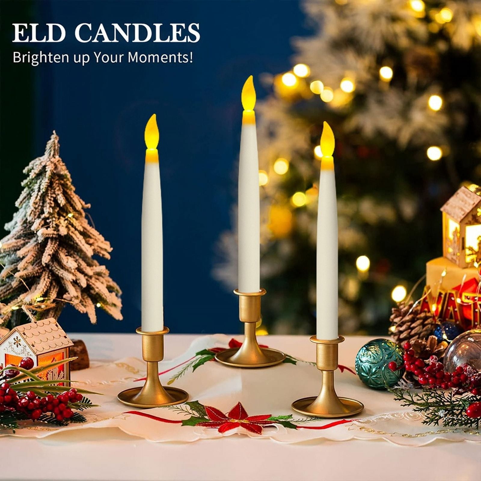 Hanging Floating Flameless Candles with Wand Flameless Taper Candles LED Candles Warm Light Christmas Candles Black A