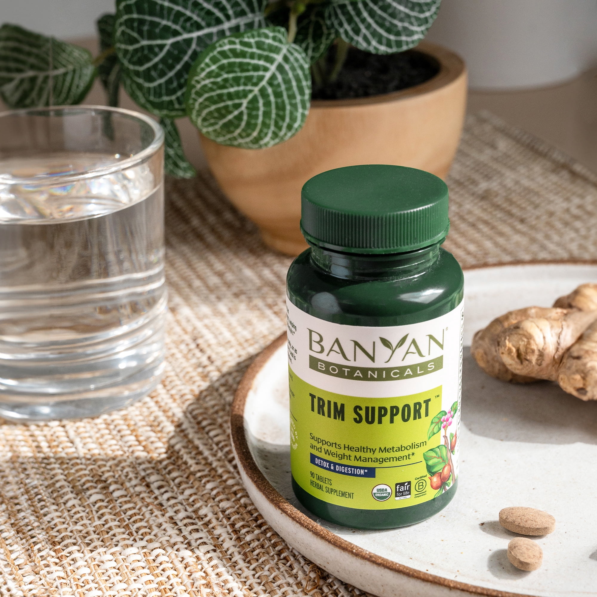 Banyan Botanicals Trim Support – Organic Weight Loss Supplement* – Natural Metabolism Support with Triphala, Guggulu & Ayurvedic Herbs for Cleansing* – 90 Tablets – Non-GMO Sustainably Sourced Vegan
