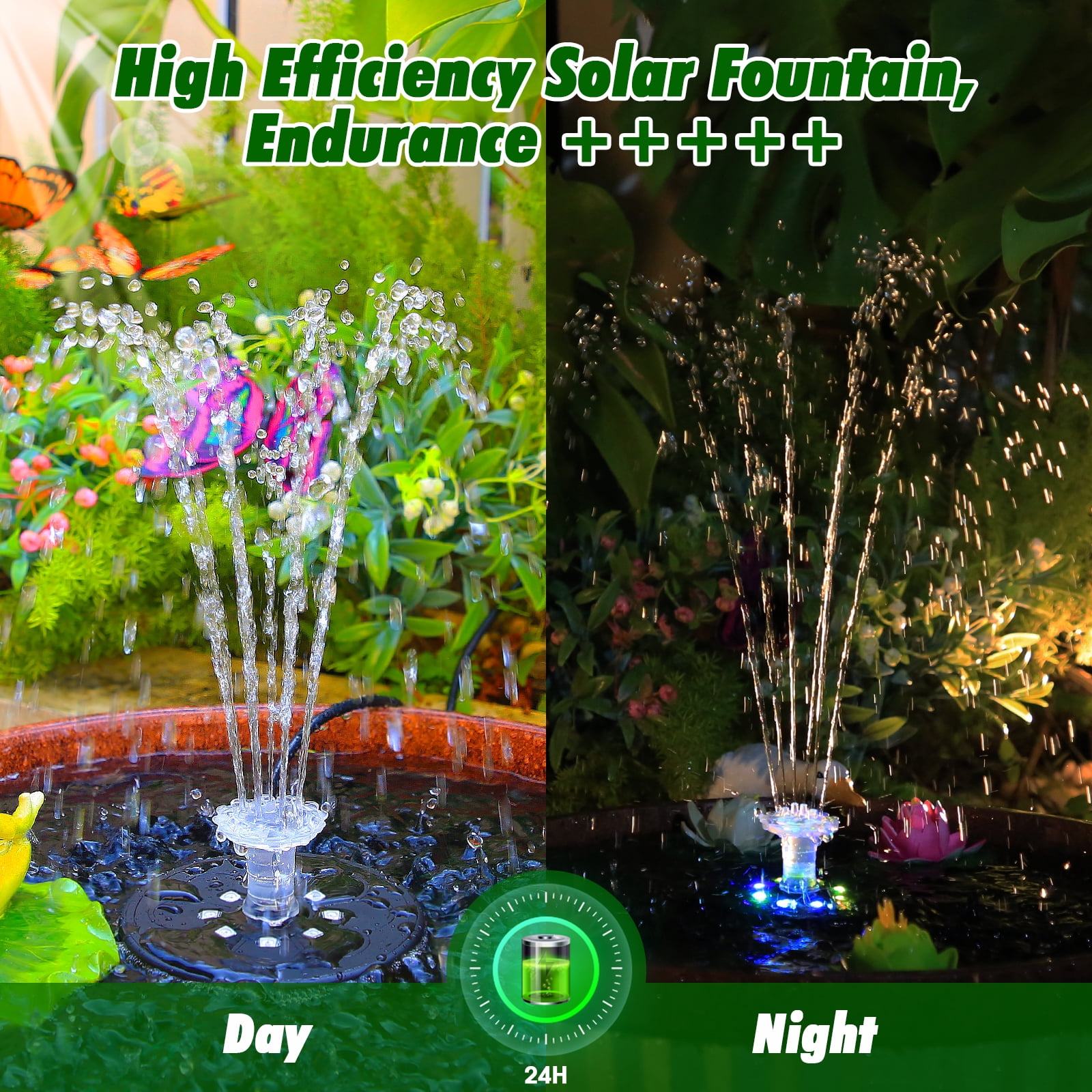 AISITIN 10W Solar Fountain with LED Colorful Lights & 3000mhA Battery, 2024 Upgraded Solar Bird Bath Fountain with Fixed Bracket, Remote Control Solar Water Fountain Pump for Bird Bath, Pools and Outd