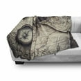 thumbnail image 3 of Compass Soft Flannel Fleece Throw Blanket, Maritime Themed Vintage Photo with Nostalgic Tools Spyglass Old Map and Sextant, Cozy Plush for Indoor and Outdoor Use, 50" x 70", Taupe Beige, by Ambesonne, 3 of 6