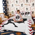 thumbnail image 5 of Erosebridal Letter E Baseball Player Print Bedding Comforter Set, Sports Monogram Full Bedding Set for Kids Boys and Girls, Gray Reversible 7 Pieces, 5 of 6