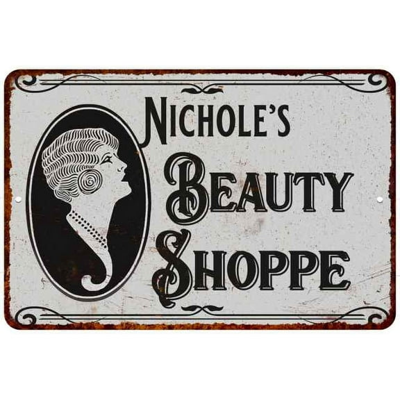 Nichole's Beauty Shoppe Chic Sign Vintage Decor 8x12 Metal Sign 108120021408