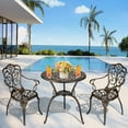 thumbnail image 3 of 3-Piece Cast Aluminum Patio Bistro Furniture Set with  Umbrella Hole for Yard, Garden, Balcony, Poolside, 3 of 9