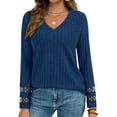 thumbnail image 3 of PRETTYGARDEN Women's Long Sleeve Shirts Ribbed Knit V Neck Tee Dressy Casual Blouses Going Out Tunic Tops Fall Outfits, 3 of 7