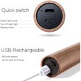thumbnail image 3 of Lámpara de pared de madera recargable por USB con interruptor, luces de pared inalámbricas de batería para interiores con sensor de movimiento, luz blanca cálida magnética para dormitorio., 3 of 5