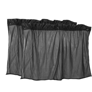 Unique Bargains 2pcs Suction Cup Black Mesh Window Curtains Car Sun Shade 29.5" x 17.7"