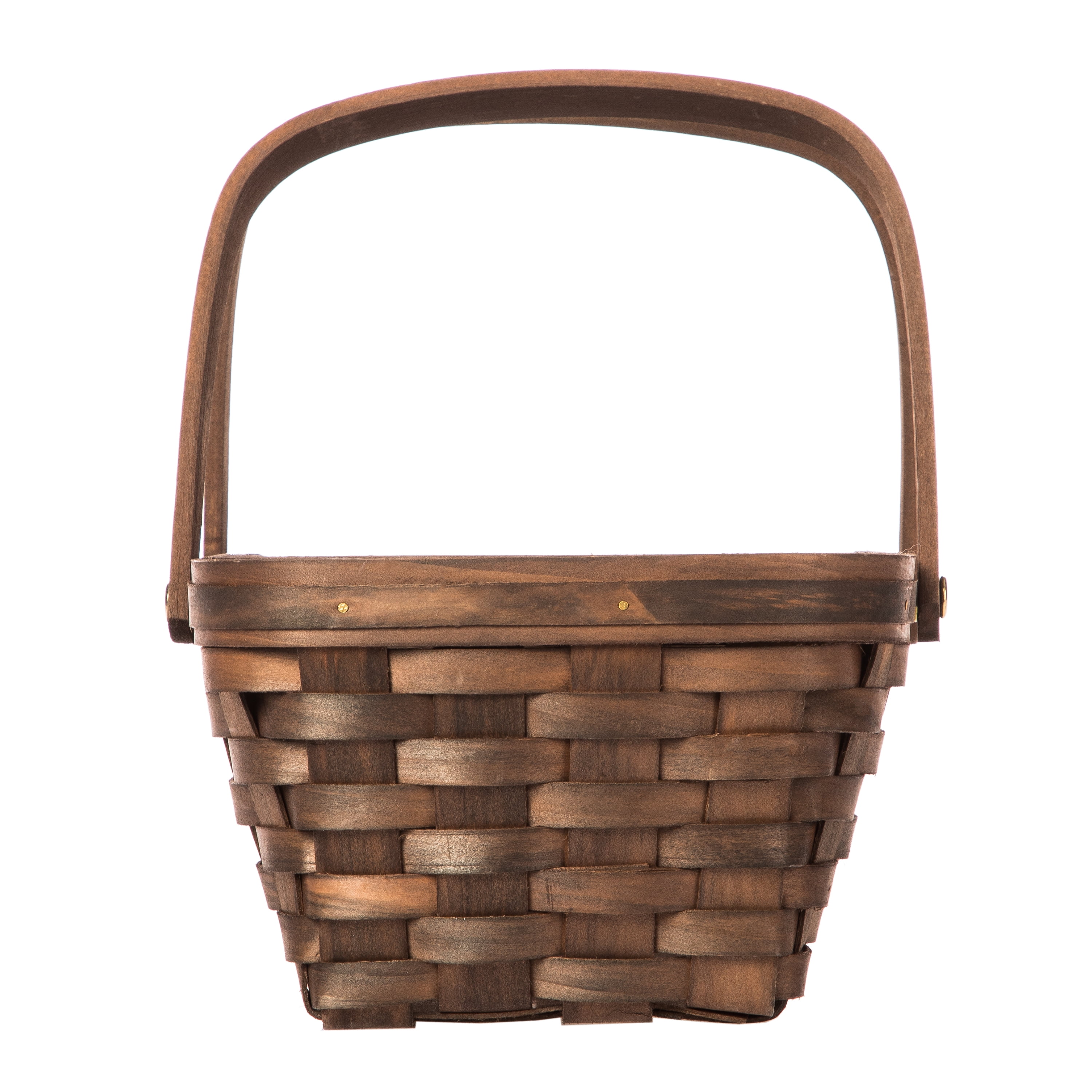 Mainstays Woodchip Storage Basket with Handles, Dark Brown, 6.5"W x 12"L x 3.94"H