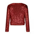 thumbnail image 4 of YUNAFFT Women's Tops, Jackets& Coat Clearance, Fashion Women Open Front Sequin Jacket Long Sleeve Short Blazer Casual Coat Tops, 4 of 7