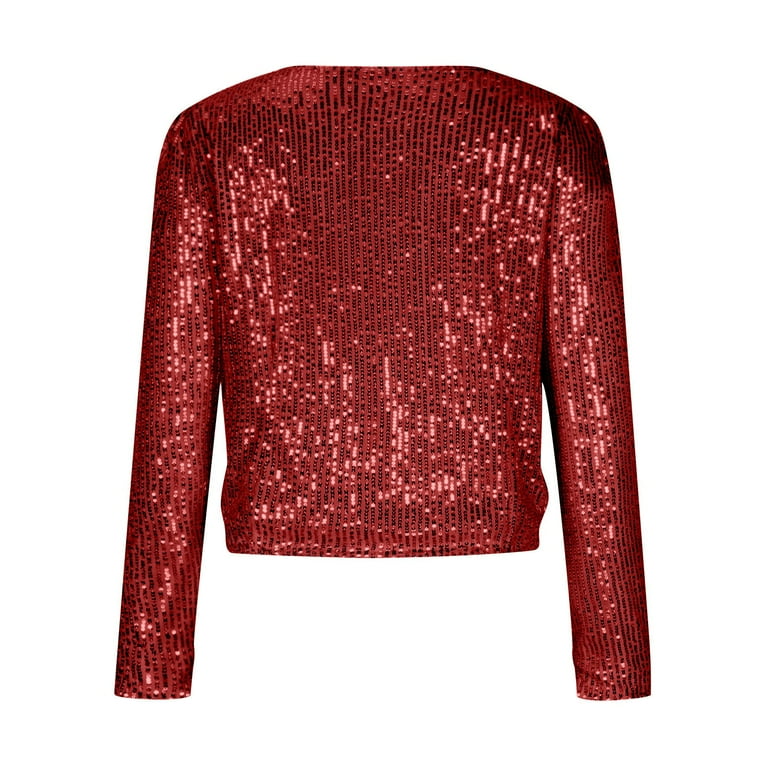 Lcziwo Sparkle Jacket for Women Long Sleeve Sequin Print Jackets