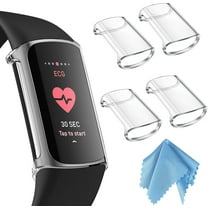 [4 Pack] Fintie Case for Fitbit Charge 6 / 5, Full-Around Screen Protector TPU Case Cover Bumper Shell Accessories, Clear