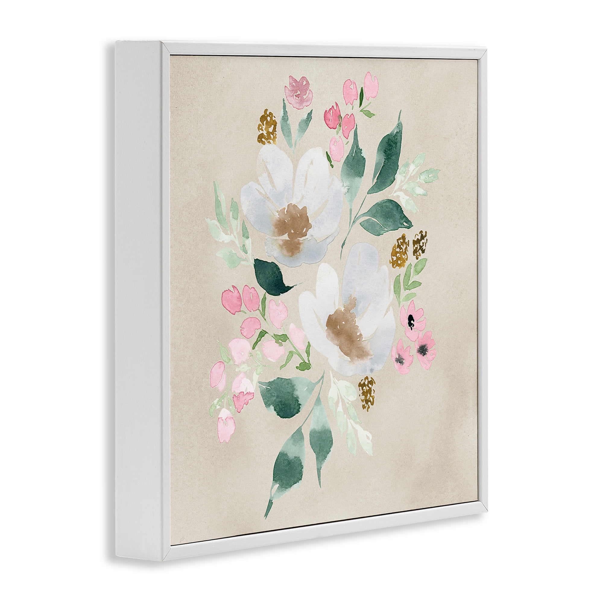 Stupell Industries Neutral Floral Beauty Botanical & Floral Painting White Framed Art Print Wall Art, 12 x 12