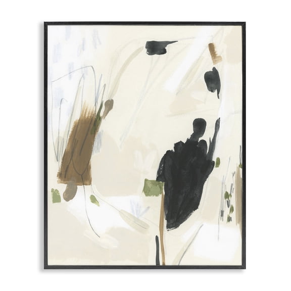 Stupell Industries Subdued Neutral Abstract Abstract Painting Black Framed Art Print Wall Art, 11 x 14
