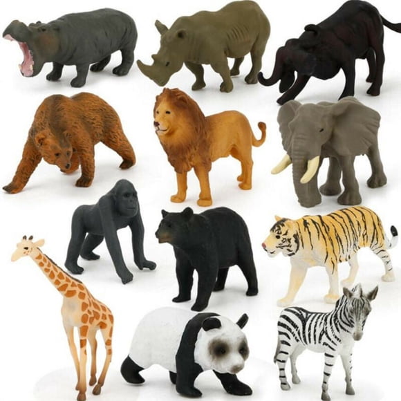 Lefu Animals Figures Toys, Realistic Jumbo Wild Zoo Animals Figurines Large Plastic African Jungle Animals Playset with Elephant, Giraffe, Lion, Tiger, Gorilla for Kids Toddlers, 12 Piece Gift Set