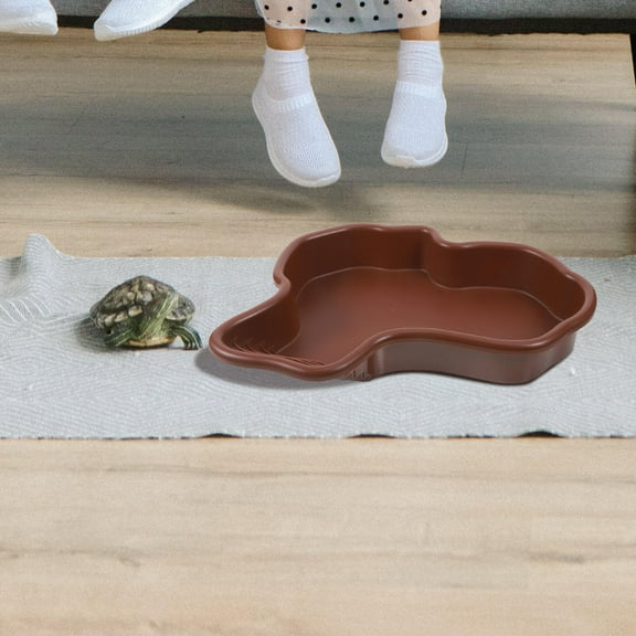 LEORX Large Coffee Turtle Bath Basin Multifunctional Reptile Pond for Comfortable Habitat