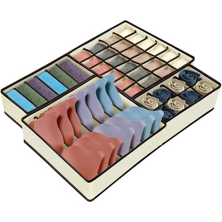 

Underwear Organizer 4 PCs Foldable Closet Dresser Drawer Organizer for Clothes Lingerie Bra Panty Sock Tie and Belt Storage (Beige) (Beige)
