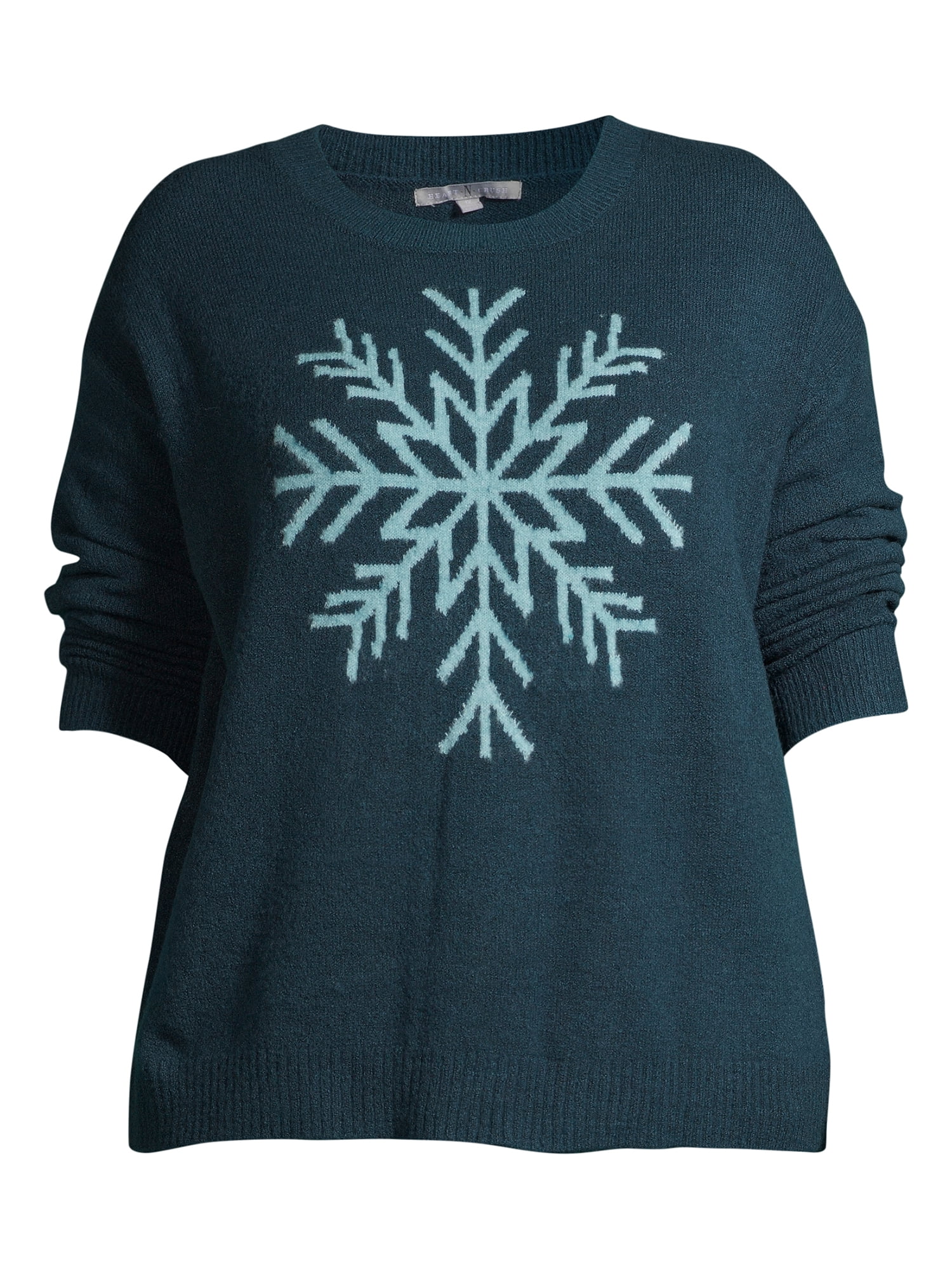 Heart N' Crush Women's Plus Size Snowflake Stitch Pullover Sweater