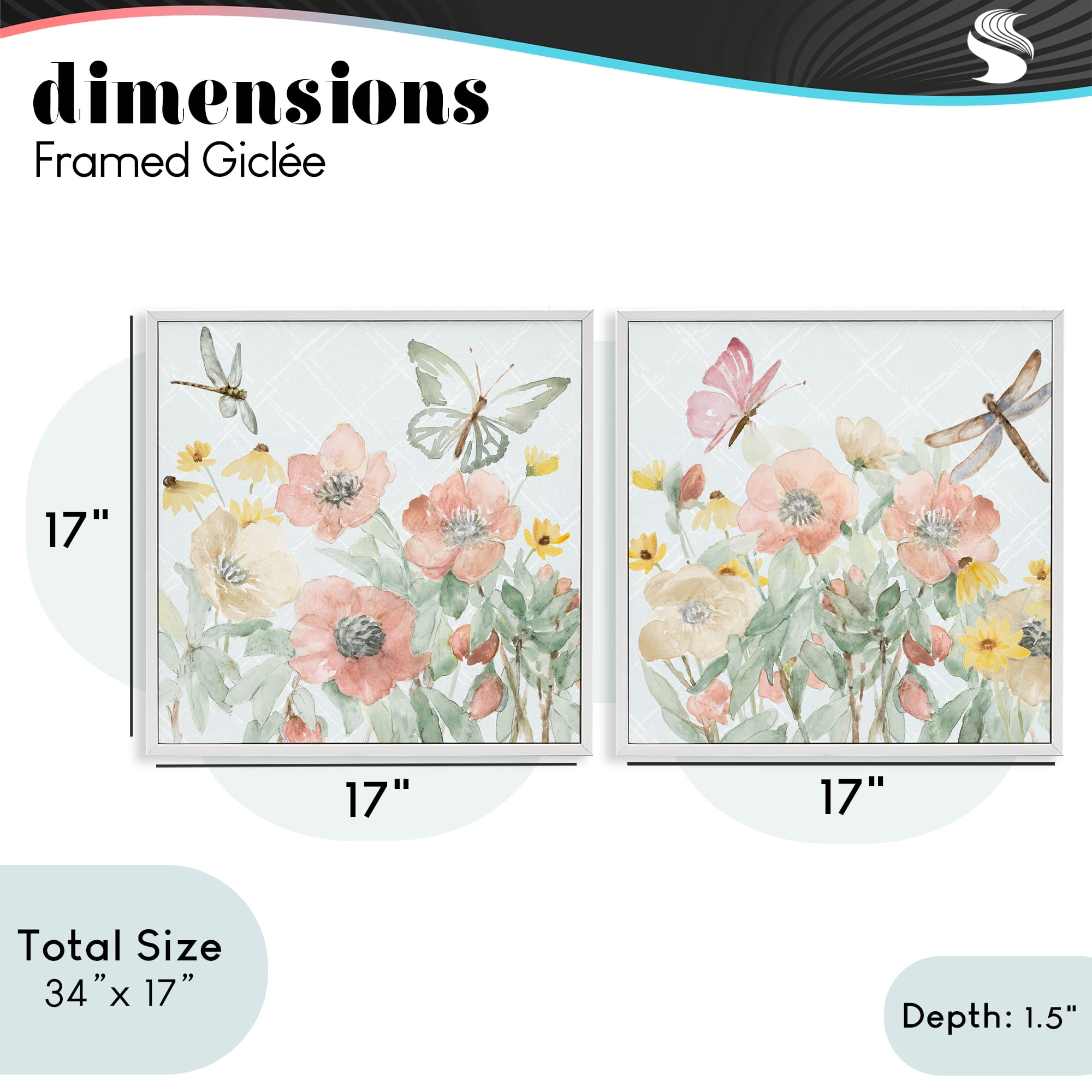 Stupell Industries Delicate Garden Joy 2 Piece White Framed Giclee Art Set, design by Lanie Loreth