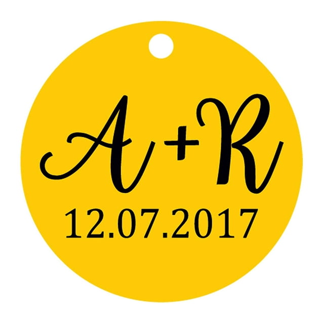 100 Pcs Ronds Personnalisés Tags Initiale Cadeau de Mariage Papier Tags