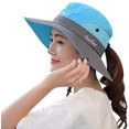 thumbnail image 4 of Zukuco Women Summer Sun Hat Outdoor UV Protection Fishing Hat Wide Brim Foldable Beach Bucket Hat with Ponytail-Hole, 4 of 7