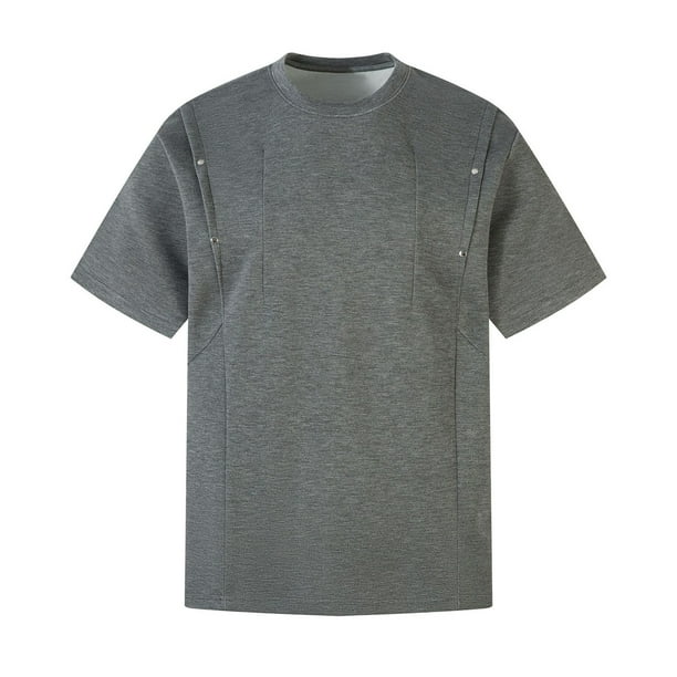 pstuiky camisetas para hombre, Camiseta informal de verano para hombre, de color liso, de manga corta y cuello redondo ropa de hombre xl
