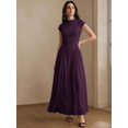thumbnail image 5 of Bold Plum Womens Elegant High Neck Cap Sleeve A-Line Pleated Floor-Length, 5 of 6