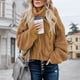 thumbnail image 1 of Suéter Grueso Suéter de punto grueso para mujer Suéter suelto de color sólido Ropa de calle de manga larga suave Cgtredaw Caqui Xl para Mujer, 1 of 1