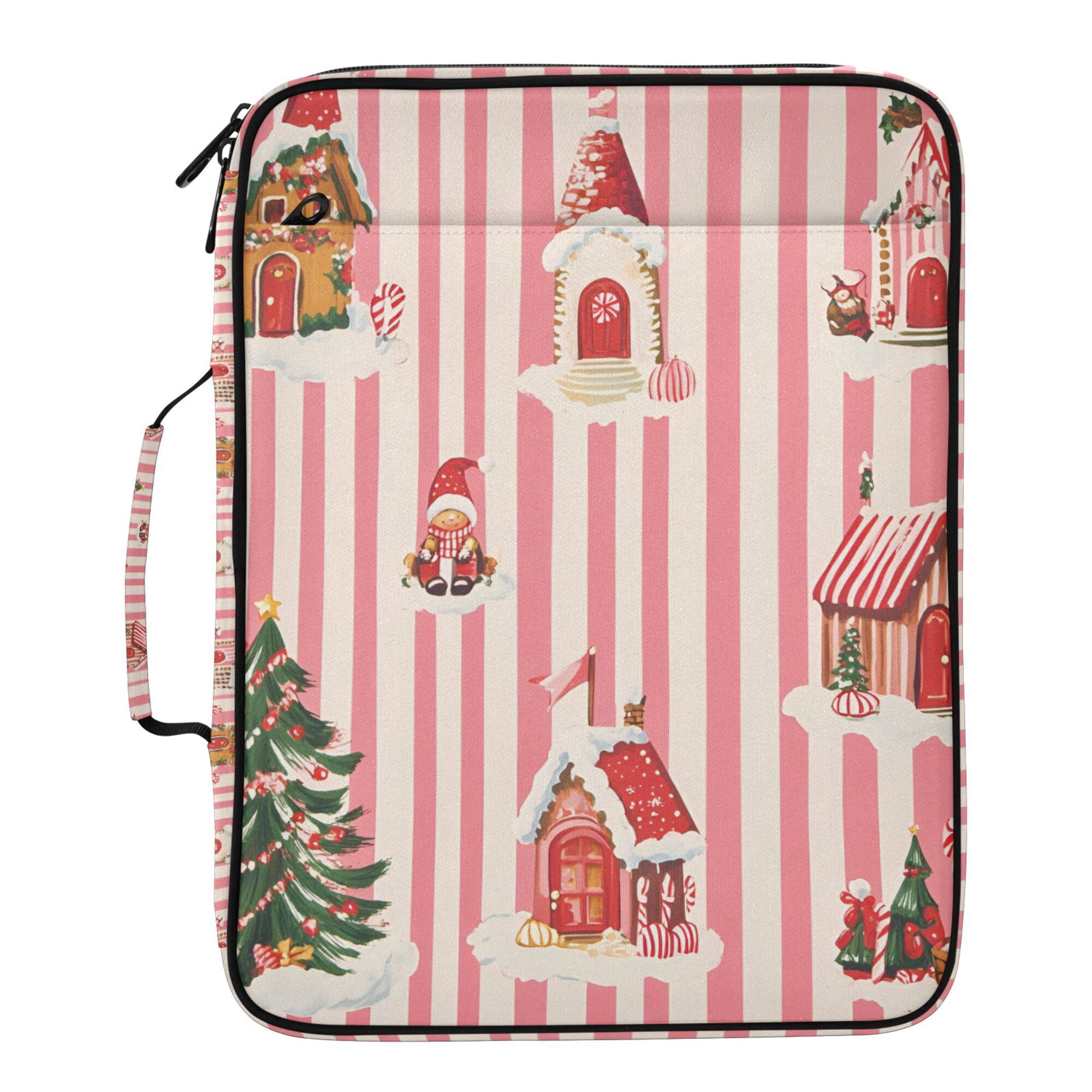 FORMRS Accordion File Folder A4 Size 7-Pocket Expanding Document Organizer Bag with 3 Ring Binder, White Gingerbread Houses
