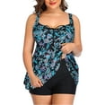 thumbnail image 3 of Plus Size Tankini Swimsuits for Women Two Piece Bathing Suits Flyaway Tummy Control Swimwear with Boyshorts, 3 of 9