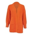 thumbnail image 4 of Lyinloo Fashion Women Loose Long Sleeve Solid Pocket Cardigan Tops Sweater Knitted Coat Orange L, 4 of 6