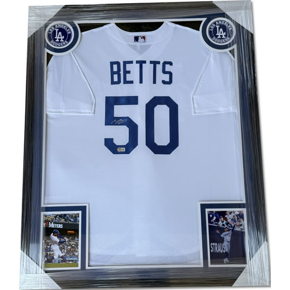 Mookie Betts Hand Signed Autographed Swingman Jersey Dodgers Custom Frame BAS
