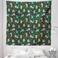 thumbnail image 1 of Cat Tapestry, Cartoon Style Feline Pattern on a Hearts Dots and Fish Background Animal Theme, Fabric Wall Hanging Decor for Bedroom Living Room Dorm, 5 Sizes, Multicolor, by Ambesonne, 1 of 1