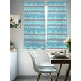 thumbnail image 4 of Bohemian Ethnic Sheer Curtains 72 Inch Long 2 Panels, Red Blue Floral Lines Linen Texture Light Filtering Rod Pocket Semi Sheer Curtains, Sheer Voile Drapes for Living Room Bedroom, 52"x72", 4 of 5