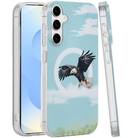 For Samsung s25 Plus/s24 Plus [Magnetic Circle] Double Layer Design IMD TPU Case - Eagle